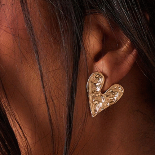 Boucles doreilles plates coeur acier inoxydable